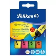 Markery permanentne - Pelikan Textmarker 490 marker 4 szt. Zielony, Pomarańczowy, Różowy, Żółty, Długopis - miniaturka - grafika 1