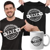 Gadżety dla niej i dla niego - Koszulka dla taty wraz z kubkiem z nadrukiem Wspaniały inteligentny zabawny opiekuńczy najlepszy tata na świecie - miniaturka - grafika 1