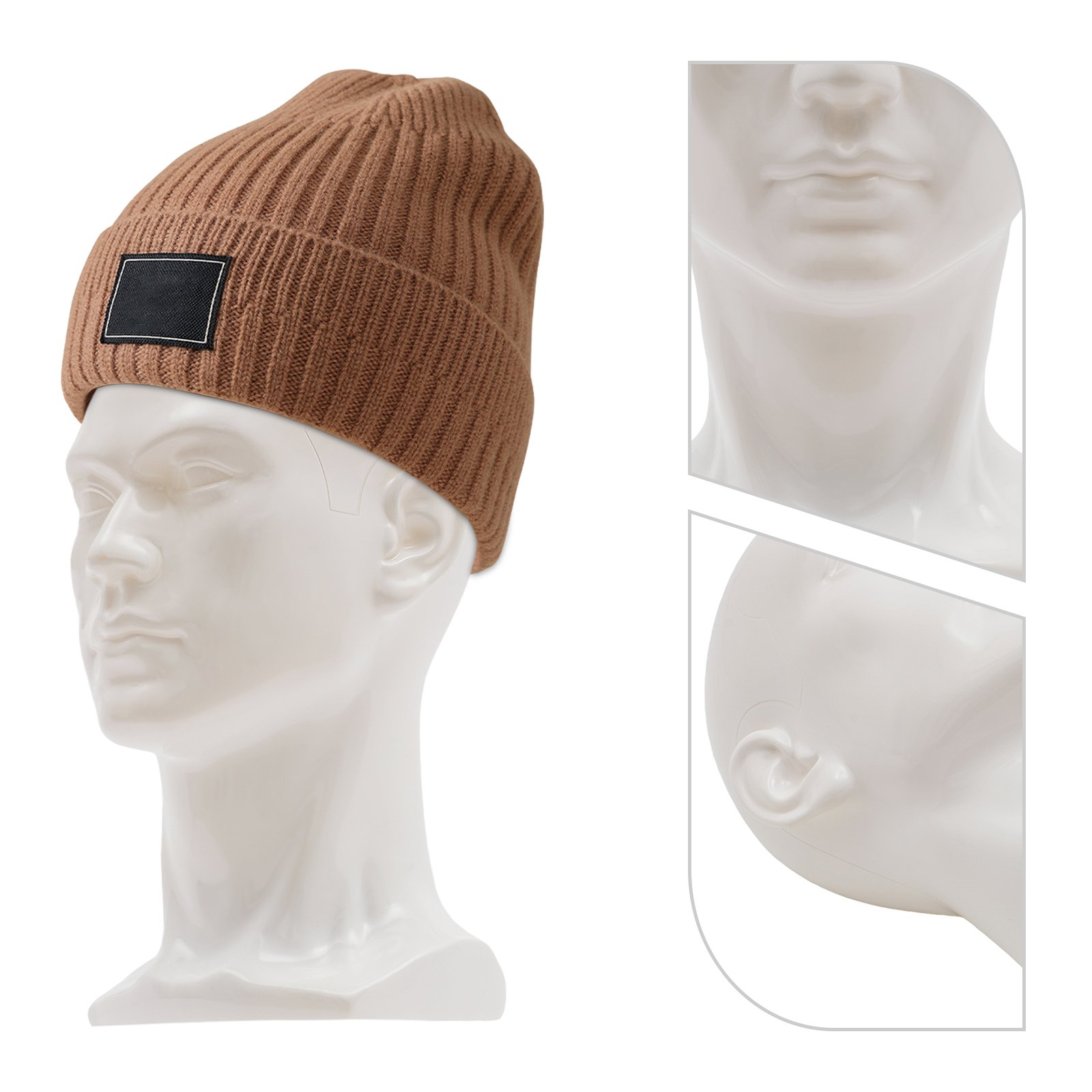 Obwód głowy manekina 50 cm męski model głowy z wyświetlaczem (biały błyszczący)