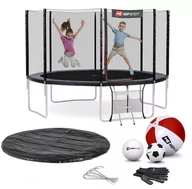 Trampoliny - Hop-Sport Trampolina 12ft (366cm) czarno-niebieska z siatką zewnętrzną 49016 - miniaturka - grafika 1