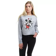 Bluzy damskie - Disney Damska bluza Mickey & Minnie Mouse Peace Crew Cropped, szary (Grey Heather), XL - miniaturka - grafika 1