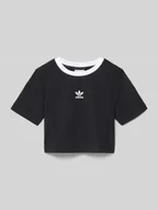 Koszulki dla dziewczynek - T-shirt z nadrukiem z logo i okrągłym dekoltem - miniaturka - grafika 1