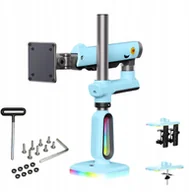 Uchwyty do monitorów - F7-XM Gulf Blue Podświetlenie RGB Gamingowy mocny uchwyt biurkowy do dużych monitorów 32-60 cali - miniaturka - grafika 1