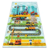 Dywany dla dzieci - Dywan do prania JUNIOR 52105.801 Plac budowy, uliczki dla dzieci, antypoślizgowy - niebieski, 80x150 cm - miniaturka - grafika 1