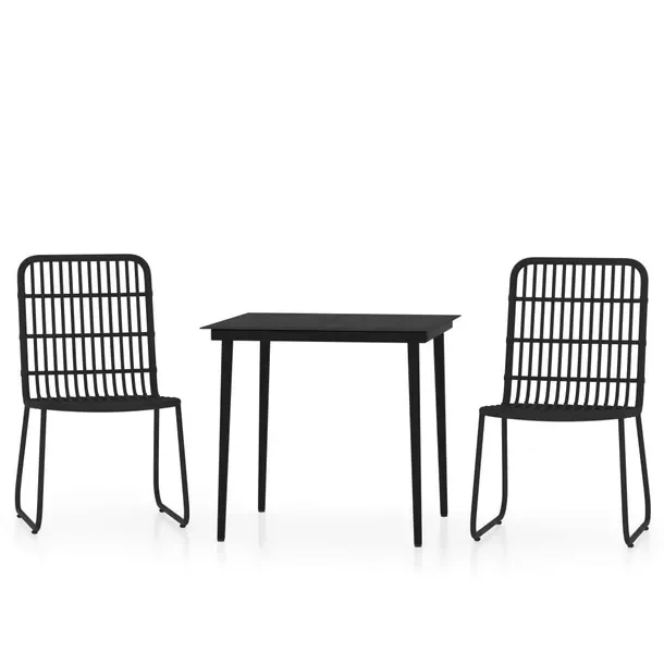 Zestaw ogrodowy czarny, stół 80x80x74 cm, krzesło 66,5x53,5x90 cm