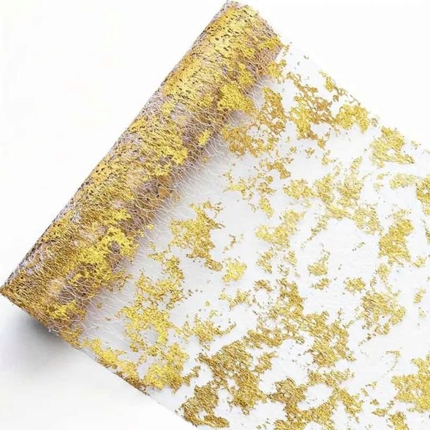 Bieżnik na stół złoty 275x28cm, Organza złota błyszcząca komunia urodziny