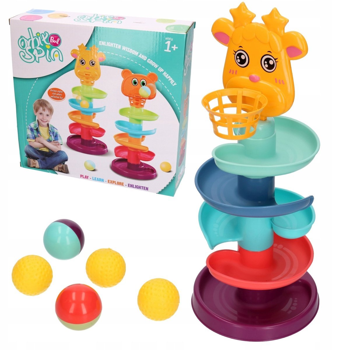 Mini Koszykówka Zjeżdżalnia Żyrafa z Piłeczkami