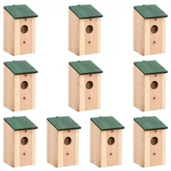Karmniki dla ptaków - vidaXL Domki dla ptaków, 10 szt., lite drewno jodłowe, 12x12x22 cm vidaXL - miniaturka - grafika 1