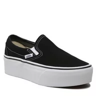 Trampki damskie - Tenisówki Vans - Classic Slip-On VN0A7Q5RBMX1 Canvas Black/True White - miniaturka - grafika 1