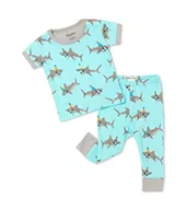 Piżamy chłopięce - Hatley Dziecięca piżama z organicznej bawełny z krótkim rękawem zestaw spodnie dla małych dzieci, Shark Party, 12-18 Miesiące - miniaturka - grafika 1
