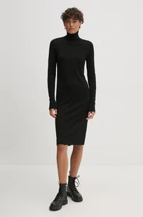 Calvin Klein sukienka wełniana kolor czarny mini prosta K20K207485 - Sukienki - miniaturka - grafika 1