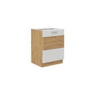 Szafki kuchenne - Szafka Dolna Stojąca 1 Drzwi 60 D 1F Artisan Biały Połysk Stolarz Lempert Dąb Artisan, Biały - miniaturka - grafika 1