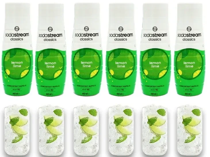 6x Syrop Koncentrat Lemon Lime Do Saturatora Sodastream 9l Napoju Z 440ml