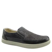 Mokasyny męskie - Wojtyłko 9W25369 męskie mokasyny ażurowe grafit - miniaturka - grafika 1
