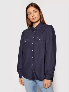 Koszule damskie - Tommy Jeans Koszula Puffy Sleeve DW0DW10454 Granatowy Regular Fit - grafika 1