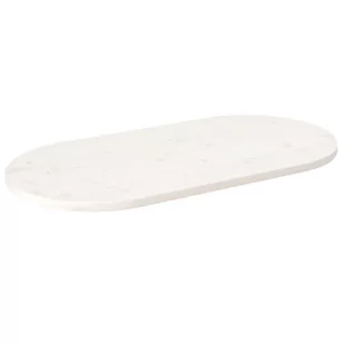 vidaXL Blat stołu, biały, 100x50x2,5 cm, lite drewno sosnowe, owalny - Meble modułowe i akcesoria - miniaturka - grafika 1