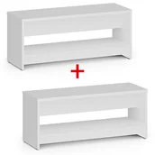 Wyposażenie sportowe i gimnastyczne - Ławka szatniowa z półka na obuwie 1+1 GRATIS, wzmocniona, 1000 mm, biały - miniaturka - grafika 1