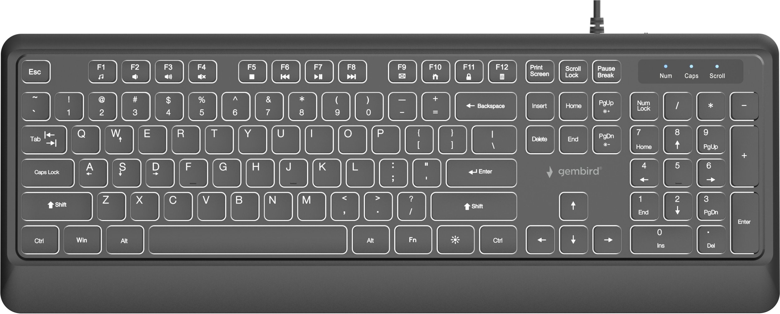 Gembird Klaviatūra Gembird Slim Backlight USB-A+C US 8716309136815 KB-UML-04 8716309136815