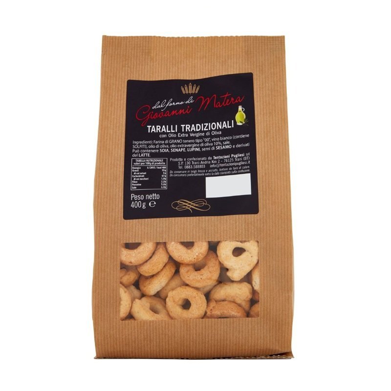 Tradycyjne Taralli z oliwą z oliwek extra virgin, 400 g / Tentazioni Pugliesi
