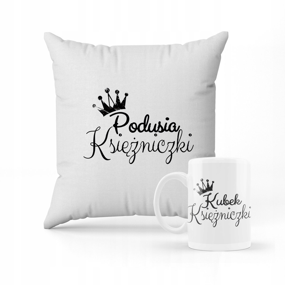 ZESTAW PODUSZKA + KUBEK Księżniczka Dziewczynka Kobieta PREZENT + IMIĘ