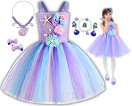 Stroje karnawałowe - Strój Sukienka Mała Syrenka Arielka Spódniczka Tutu Tiulowa 128 134 Cm - miniaturka - grafika 1