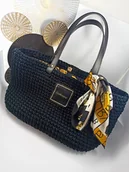 Torebki damskie - Shopperka Craftbags z lekkiego sznurka - czarna - miniaturka - grafika 1