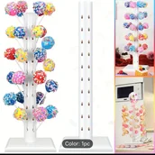 Gumy do żucia, lizaki, dropsy - Drewniany stojak do lizaków- biały - miniaturka - grafika 1