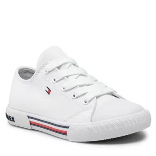 Trampki TOMMY HILFIGER - Low Cut Lace Up Sneaker T3X4-30692-0890 M White 100 - Baleriny - miniaturka - grafika 1