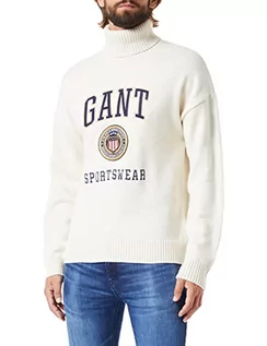 Swetry męskie - GANT sweter męski, kremowy, XL - grafika 1
