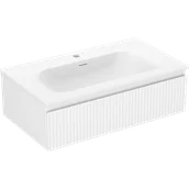 Szafki łazienkowe - Mexen Rivel szafka łazienkowa 80 cm z umywalką Vela, 1 szuflada, ryflowana , biała mat - 91A20-08023-1-BF01-W23M01 - miniaturka - grafika 1