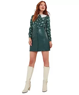 Spódnice - Joe Browns Damska tonalna kwiatowa haftowana spódnica mini z guzikami z przodu PU, zielona, 10, ZIELONY, 36 - grafika 1