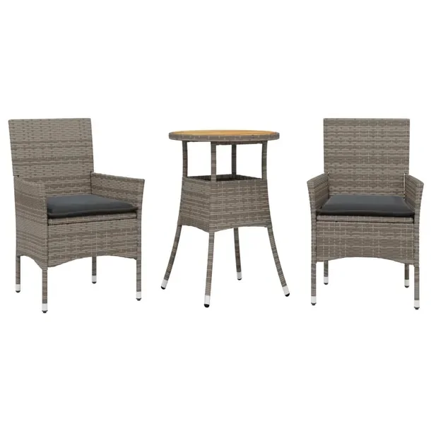 Zestaw Mebli Ogrodowych Rattan PE Szary, Stół 60x75 cm, Krzesła 53x61x83