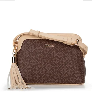 Damska crossbody z ekoskóry w monogram brązowa - Torebki damskie - miniaturka - grafika 1
