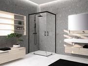Kabiny prysznicowe - Novellini Kali Kabina prysznicowa narożna 102,5-104x195 cm szkło przezroczyste profile czarne + środek czyszczący KALIAH101L-1H - miniaturka - grafika 1