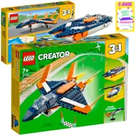Klocki - LEGO KLOCKI ODRZUTOWIEC SAMOLOT HELIKOPTER MOTORÓWKA CREATOR 3w1 31126 KLOCKI PREZENT + EBOOK - miniaturka - grafika 1