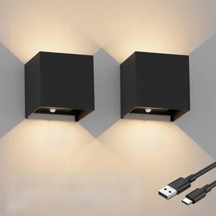 Zestaw 2 lamp ściennych kinkiety LED z czujnikiem ruchu 5500 mAh 3000K - Lampy ogrodowe - miniaturka - grafika 1