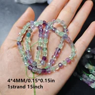 Inne - TEMU 1 Sznurek Błyszczących Koralików Fluorytowych 4mm - Naturalne Kryształowe Koraliki Spacerowe w Żywe Kolory do Tworzenia Bransoletek i - miniaturka - grafika 1