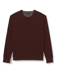 Swetry męskie - bugatti sweter męski z dekoltem w ser, brązowy-80, XL - grafika 1