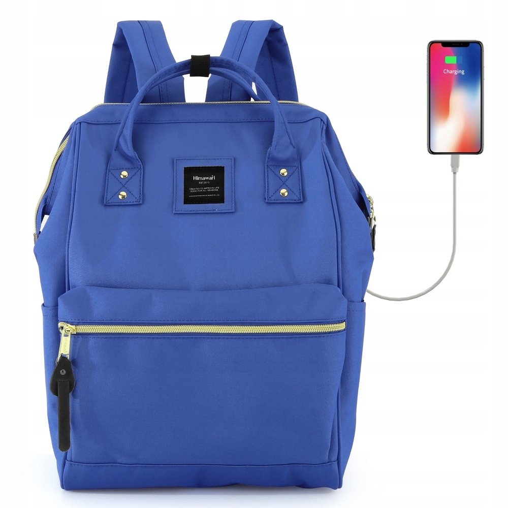 Damski plecak szkolny Himawari 9001 Usb kobaltowy