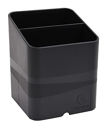 Exacompta 677014D Pojemnik na długopisy Premium Pen-Cube Ecoblack wykonany z przetworzonego plastiku certyfikat Blauer Engel przybornik na długopisy pudełko do przechowywania organizer czarny