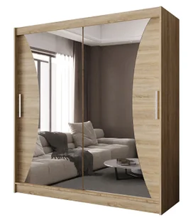 Nowoczesna szafa na ubrania dąb sonoma z lustrem G8-P15 - Szafy - miniaturka - grafika 1