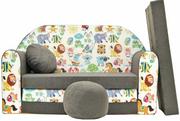 Fotele i pufy dla dzieci - Sofa dziecięca kanapa wersalka rozkładana 160cm + podnóżek i poduszka - A5 - miniaturka - grafika 1