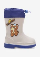 Kalosze damskie - Szare Płaskie Kalosze Ozdobione Aplikacją 3D Timauni - miniaturka - grafika 1