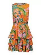 Sukienki - ONLY Women's ONLTROPICA S/L Smock Layer Dress EX PTM sukienka, płomień pomarańczowy/AOP:Canary Flowers, XL, Flame Orange/Aop:canary Flowers, XL - miniaturka - grafika 1