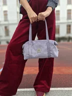 Torebki damskie - Sztruksowa torebka bagietka Fioletowa - miniaturka - grafika 1