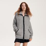Swetry damskie - Reserved - Sweter z zapięciem na zamek - Szary - miniaturka - grafika 1
