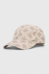 Tommy Hilfiger czapka z daszkiem bawełniana kolor beżowy wzorzysta - Czapki damskie - miniaturka - grafika 1