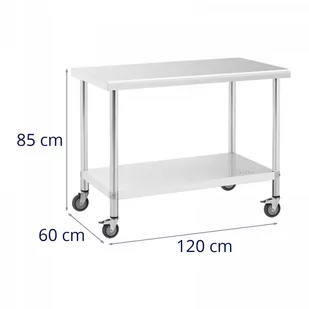 Stół ze stali nierdzewnej na kółkach - 60 x 120 cm - 158 kg ROYAL CATERING 10012804 RCAT-120/60-W - Meble gastronomiczne - miniaturka - grafika 4
