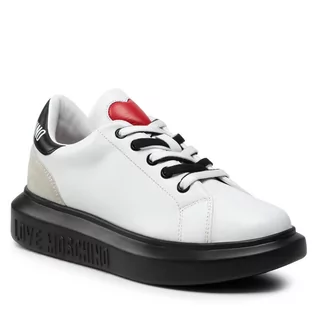 Sneakersy damskie - Love Moschino Sneakersy JA15044G1EIA210A Bianco/Nero - grafika 1