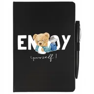 Zeszyty szkolne - NOTES CZARNY A5 + DŁUGOPIS TOŁSTOJ CYTATY Wzory - miniaturka - grafika 1